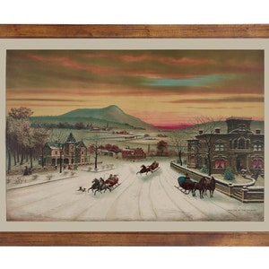 Winter in the Country, 1885; 24x36 inch print reproduced from a vintage painting or lithograph