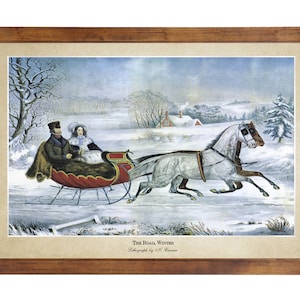The Road, Winter 1853; 24x36 inch print reproduced from a vintage lithograph by Nathaniel Currier