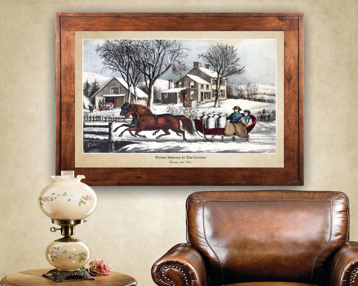 Winter Morning in the Country by Currier and Ives 1873 24x36 Etsy
