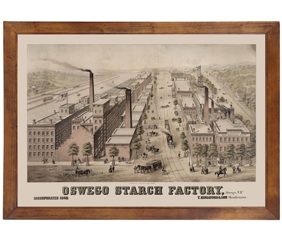 Oswego Starch Factory NY, 1800s, 1874; 24x36 Inch Print Reproduced