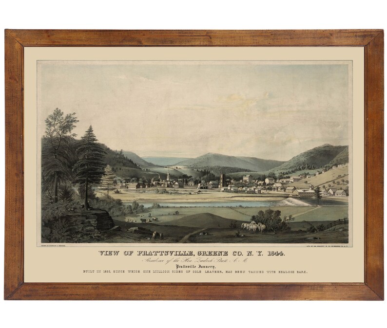 Prattsville NY, 1844 24x36 Inch Print Reproduced From a Vintage