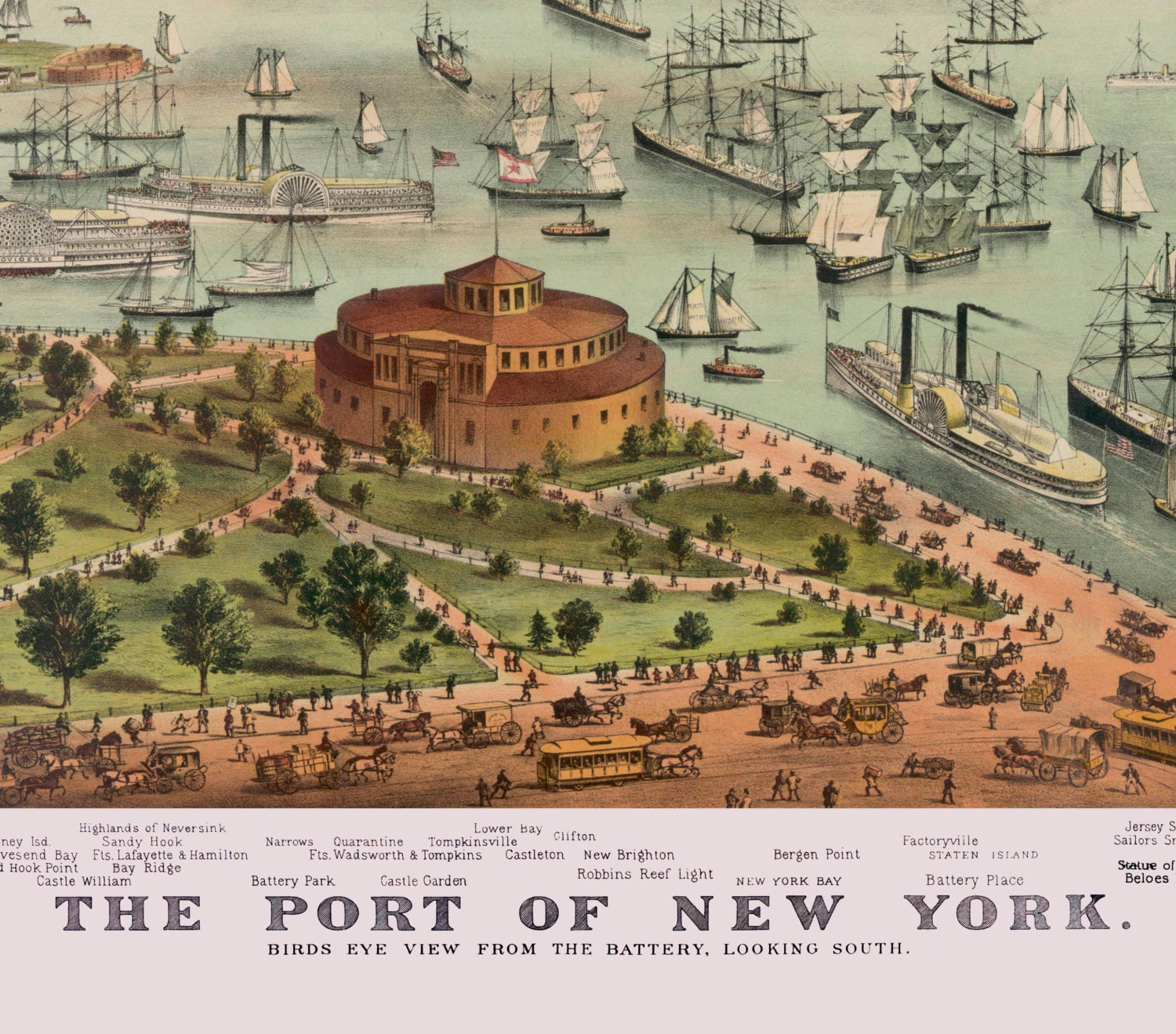 The Port of New York by Currier & Ives 1892 24x36 inch print Etsy