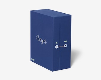 Personalized Baby Keepsake Box | Linen Fabric Memory Vault