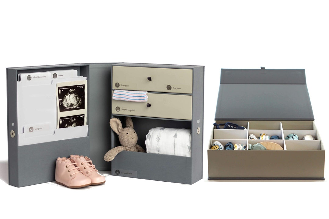 Baby Keepsake Vault & Overflow Box Gift Set 2 Pieces Etsy