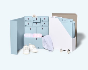 Sky Blue Baby Keepsake Box: Deluxe Memory Organizer, First Birthday Gift, Pregnancy Mom Gift