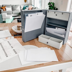 All-in-One Desk Organizer: The Vault WFH Desk Organizer Includes 52 labels, 10 folders, 2 drawers, and 2 caddies image 6