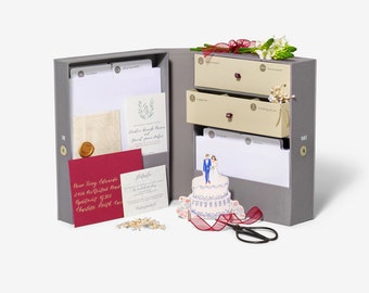 Wedding Keepsake Box: Linen Memory Vault with 52 Labels