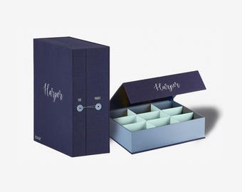 Personalized Baby Keepsake Box Set | Linen Keepsake Vault