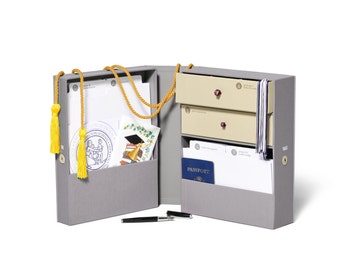 Personalized Graduation Keepsake Box | Linen Memory Organizer