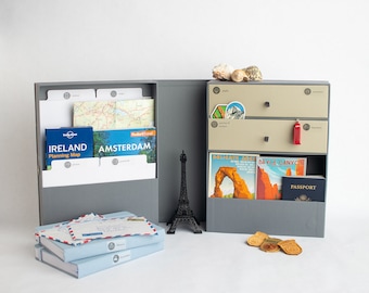 Personalized Travel Keepsake Box | Linen Memory Storage with Labels