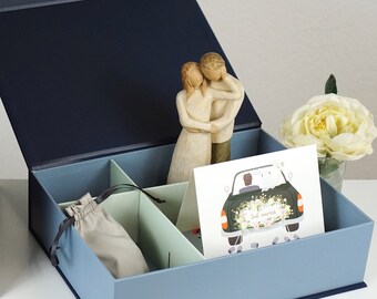 Wedding Keepsake Overflow Box | Adjustable or Removable Dividers | Fits cake topper champagne flutes table decorations