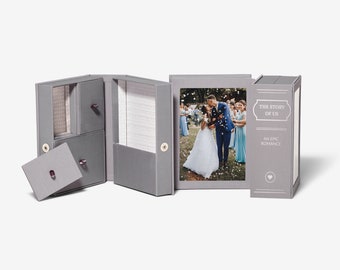 The Book Box: For Celebrating Love | Photo Frame & Keepsake Box in One | Memory Box for Weddings and Couples | 5x7 Picture Frame