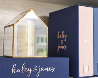 Personalized Wedding Keepsake Box & Overflow Box Gift Set (2 pcs) | Linen Memory Boxes w/ labels + Box w/ Removable Dividers