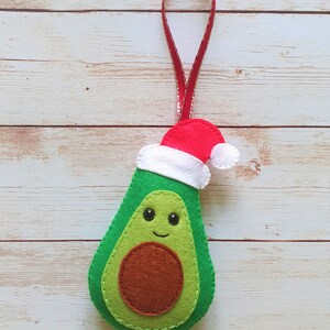 Christmas Ornament, Felt Avocado Ornament, Stuffed Toy, Felt Food, Felt Decorations, Avocado Gifts.