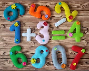 Felt Numbers 0-9. -Colorful Numbers, Educational Toy , Waldorf and Montessori inspired, Felt Stuffed Numbers, Numbers Set for kids