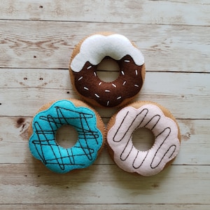 Felt food donuts, Play food donuts, Set of 3, Set of 6,Tea Party, Donuts, Pretend Play, Play food