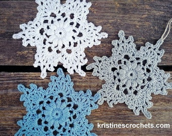 CROCHET PATTERN - Puff Snowflake Ornament Christmas Decoration Written Pattern PDF | English