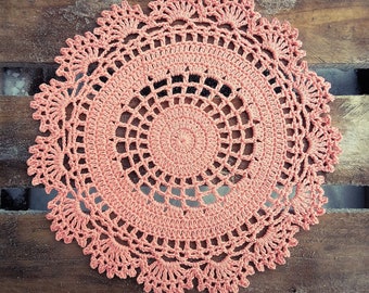 CROCHET PATTERN - Peachy Peaks Doily Written Pattern PDF | English