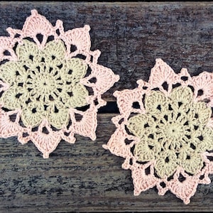 CROCHET PATTERN - Two Color Flower Coaster Written Pattern PDF | English