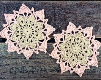 CROCHET PATTERN - Two Color Flower Coaster Written Pattern PDF | English