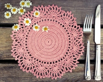 CROCHET PATTERN - Romantic Placemat Doily Written Pattern PDF | English