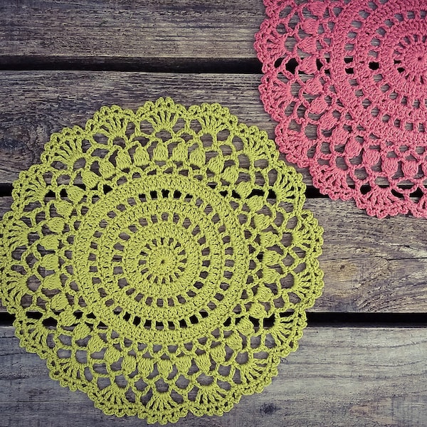 CROCHET PATTERN - Round Lace Doily Written Pattern PDF | English