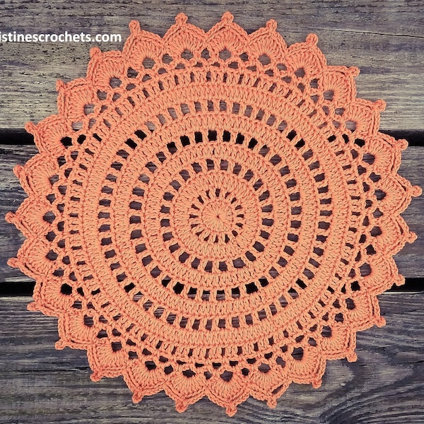 CROCHET PATTERN - Decorative Doily Placemat Written Pattern PDF | English