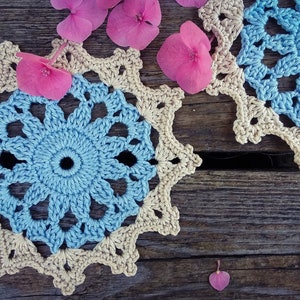 CROCHET PATTERN - Lacey Flower Coaster / Small Doily Written Pattern PDF | English