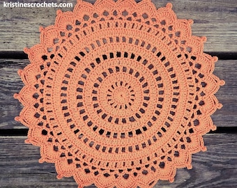 CROCHET PATTERN - Decorative Doily Placemat Written Pattern PDF | English