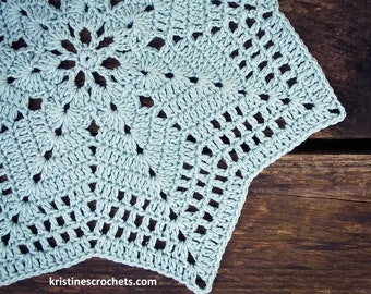 CROCHET PATTERN - 7 Pointed Star Doily Placemat Written Pattern PDF | English