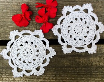 CROCHET PATTERN - Snow White Crochet Lace Coaster Written Pattern PDF | English