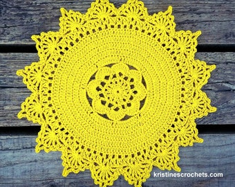 CROCHET PATTERN - Aurora Doily Placemat Written Pattern PDF | English