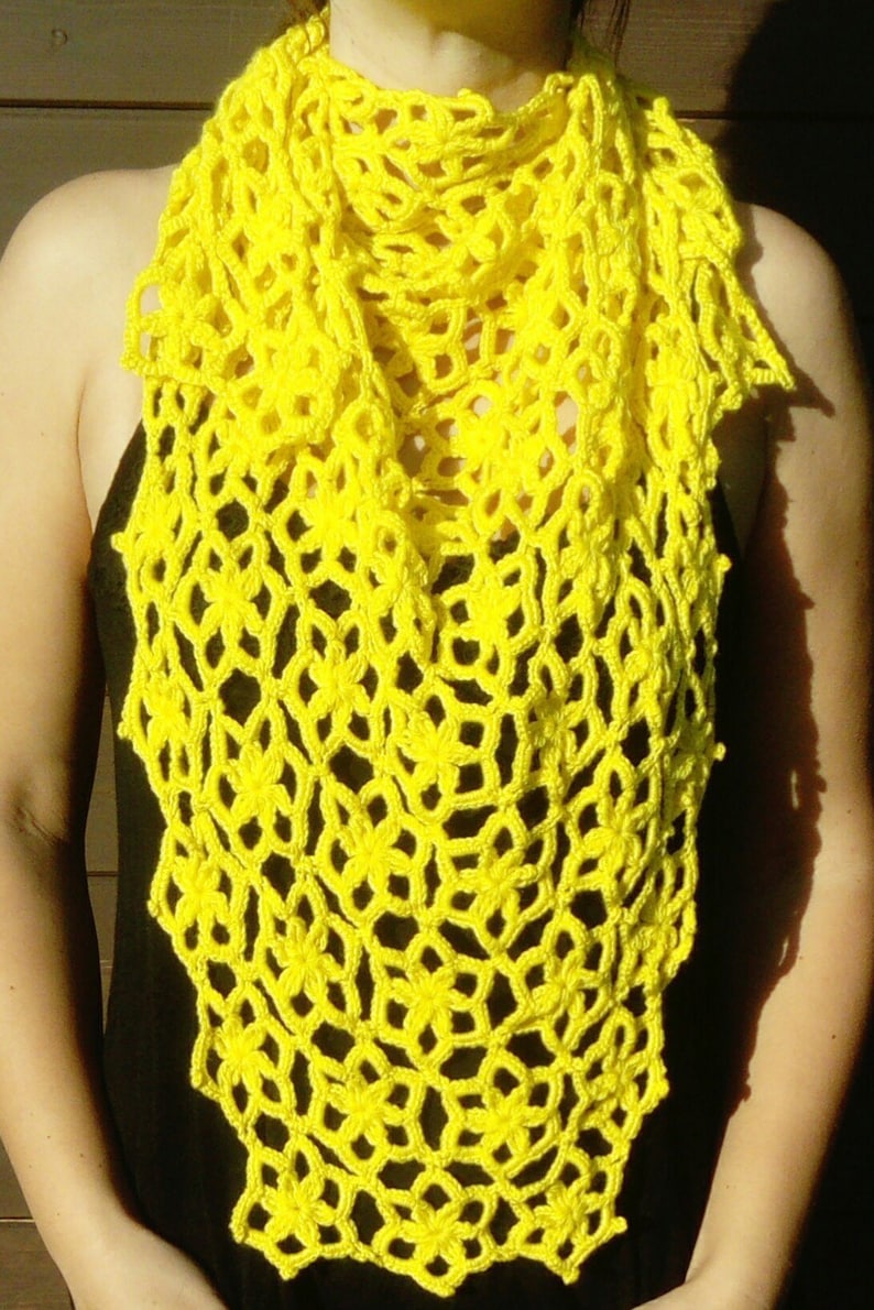 CROCHET PATTERN Sunny Star Flower Motif Scarf Shawl Written Pattern PDF English image 4