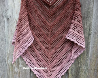 CROCHET PATTERN - Cocoa Latte Triangle Shawl Written Pattern Instant PDF Download | English