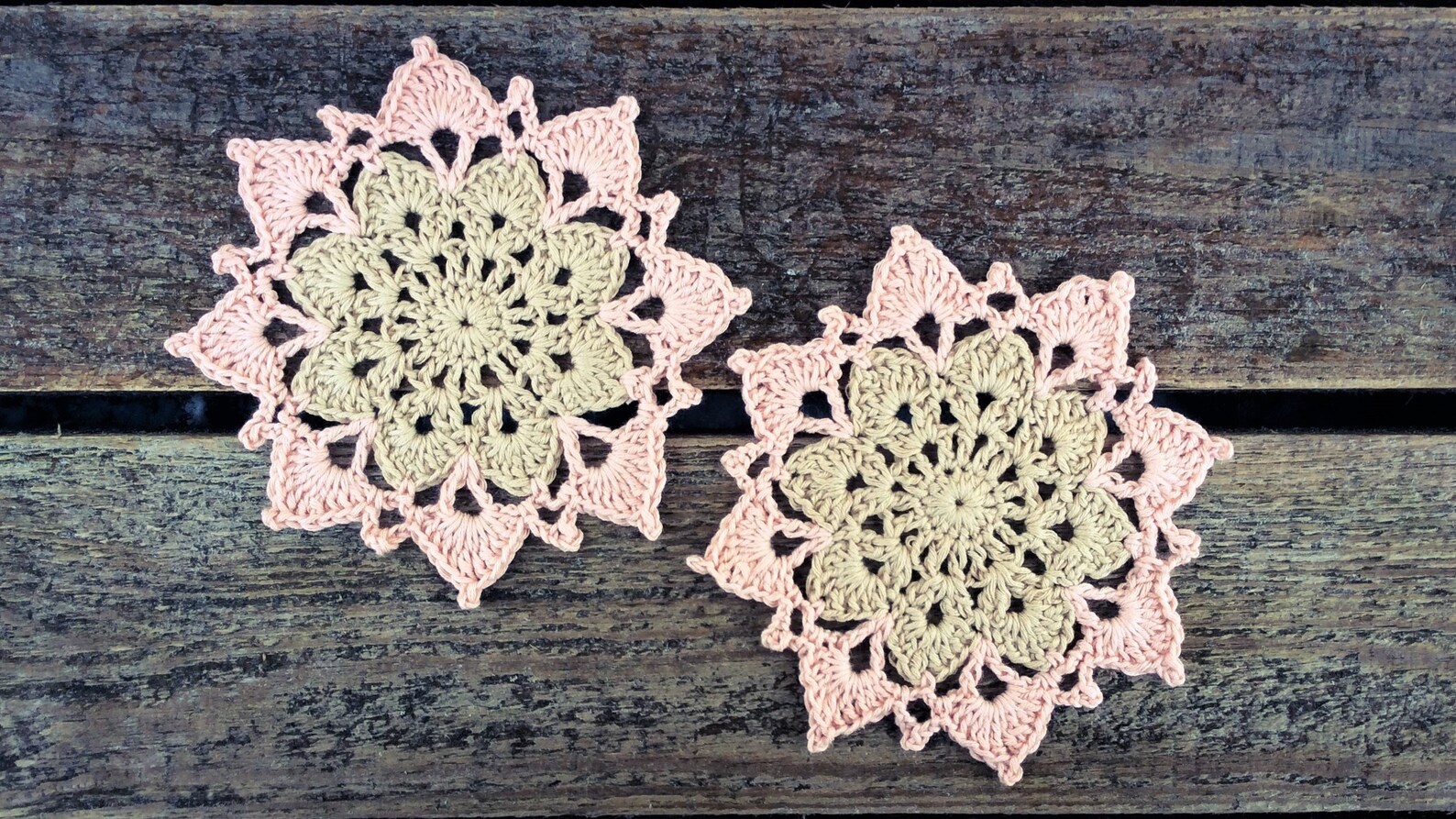 CROCHET PATTERN - Two Color Flower Coaster Written Pattern PDF ...