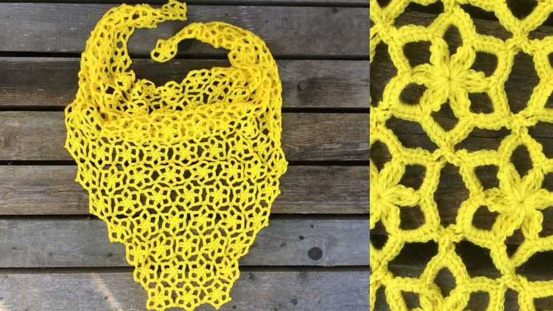 CROCHET PATTERN Sunny Star Flower Motif Scarf Shawl Written Pattern PDF English image 1