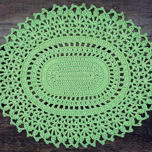 CROCHET PATTERN - Blooming Ivy Oval Doily Table Runner Written Pattern PDF | English