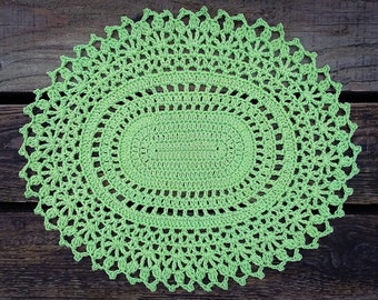 CROCHET PATTERN - Blooming Ivy Oval Doily Table Runner Written Pattern PDF | English