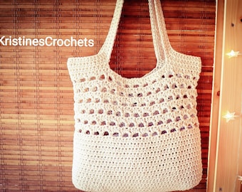 CROCHET PATTERN - Elegant Tote Market Beach Unlined Bag Written Pattern Instant PDF Download | English