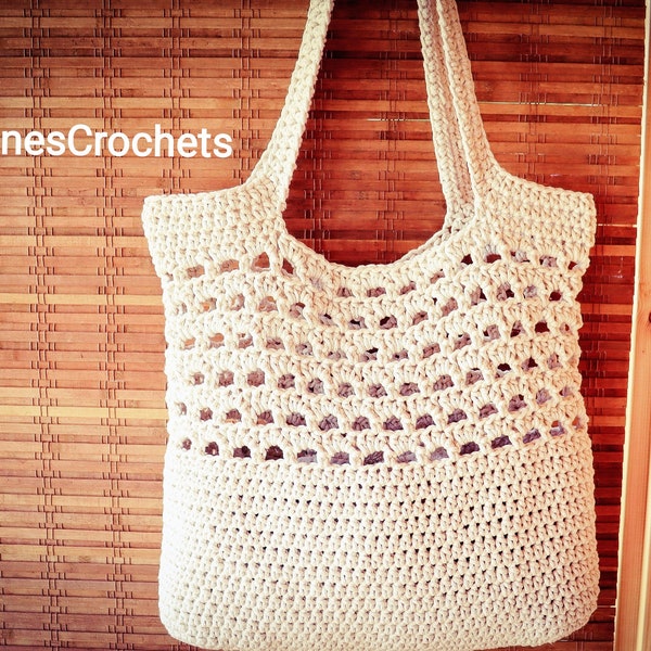 CROCHET PATTERN - Elegant Tote Market Beach Unlined Bag Written Pattern Instant PDF Download | English