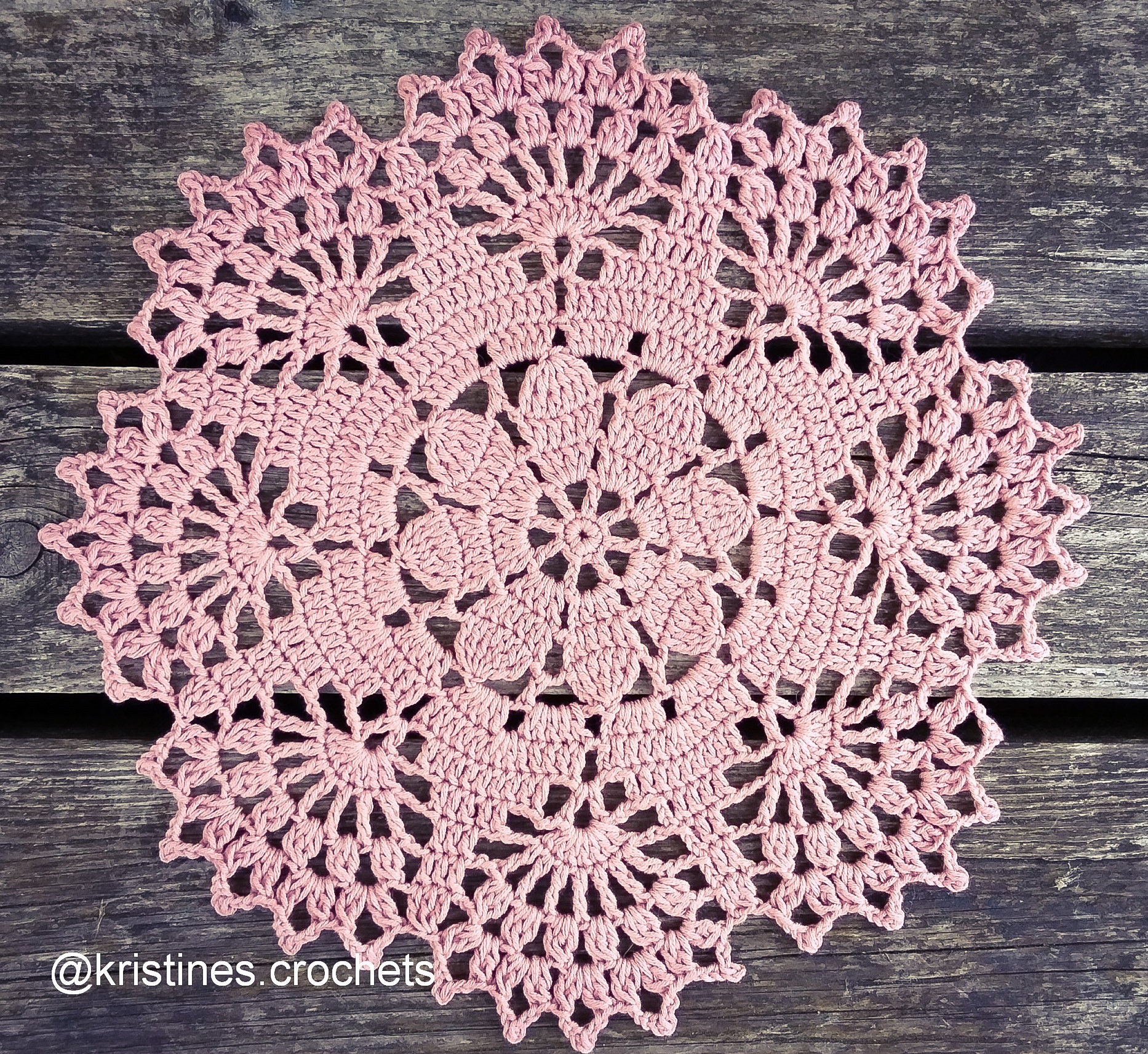 Crochet Pattern Blush Flower Doily Written English