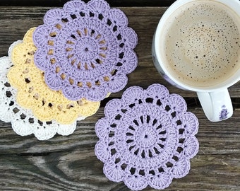 CROCHET PATTERN - Sweet Orchid Coaster Written Pattern PDF | English