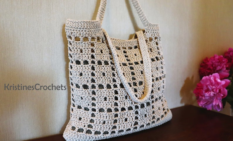 CROCHET PATTERN Classic Tote Market Beach Unlined Bag Written Pattern Instant PDF Download English image 2