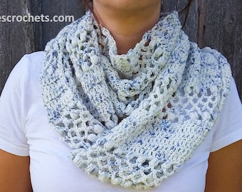 CROCHET PATTERN - Speckled Infinity Scarf Written Pattern Tutorial PDF | English