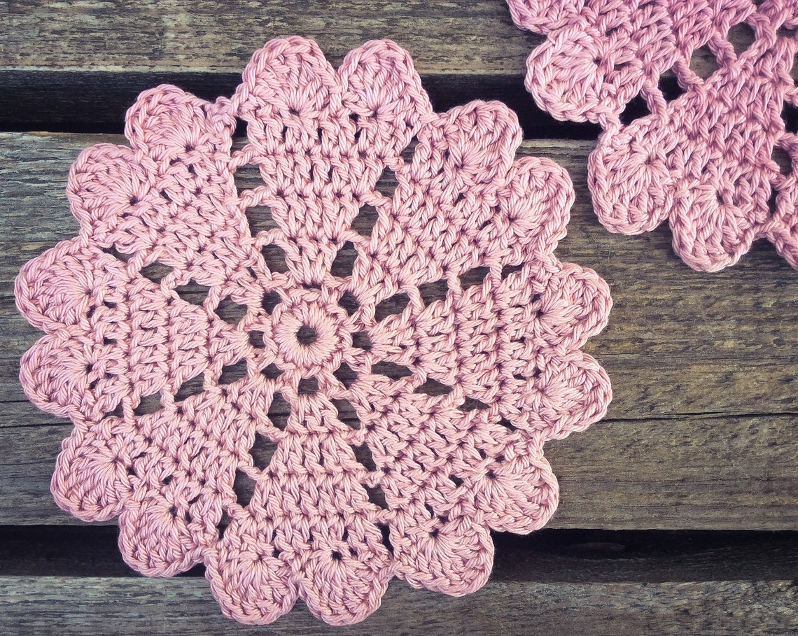 CROCHET PATTERN Hearts Doily Coaster Written Pattern PDF Etsy