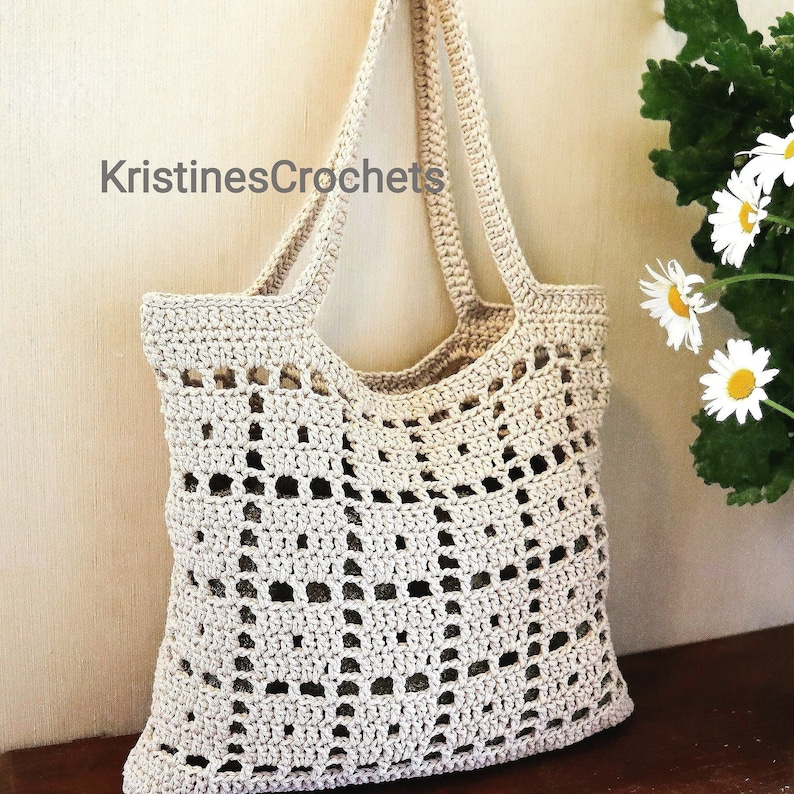 CROCHET PATTERN Classic Tote Market Beach Unlined Bag Written Pattern Instant PDF Download English image 1