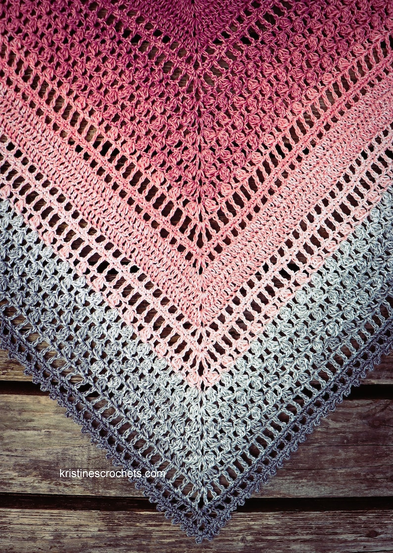 CROCHET PATTERN - Rose Sienna Triangle Shawl Written Pattern Instant PDF Download | English image 2