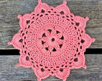 CROCHET PATTERN - Round Picot Doily Coaster Written Pattern PDF | English