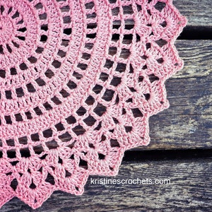 CROCHET PATTERN - Vintage Pink Doily Placemat Written Pattern PDF | English