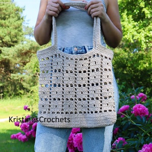 CROCHET PATTERN Classic Tote Market Beach Unlined Bag Written Pattern Instant PDF Download English image 3